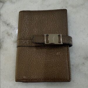 Salvatore Ferragamo Metallic Brown Leather card Wallet